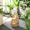 Glitzhome® 21.75" Sand Beige Zen-Style LED 2-Tier Frog Outdoor Fountain